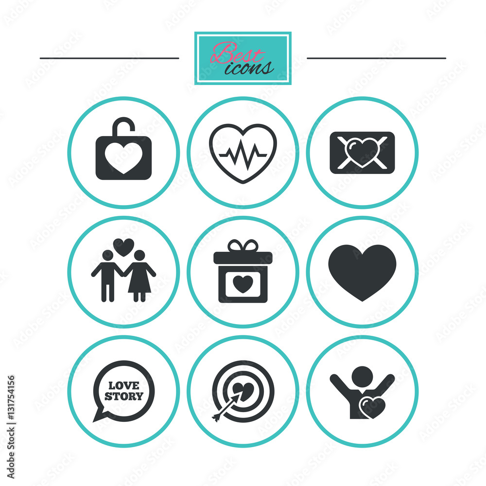 Love, valentine day icons. Target with heart. Love, valentine day icons. Target with heart.