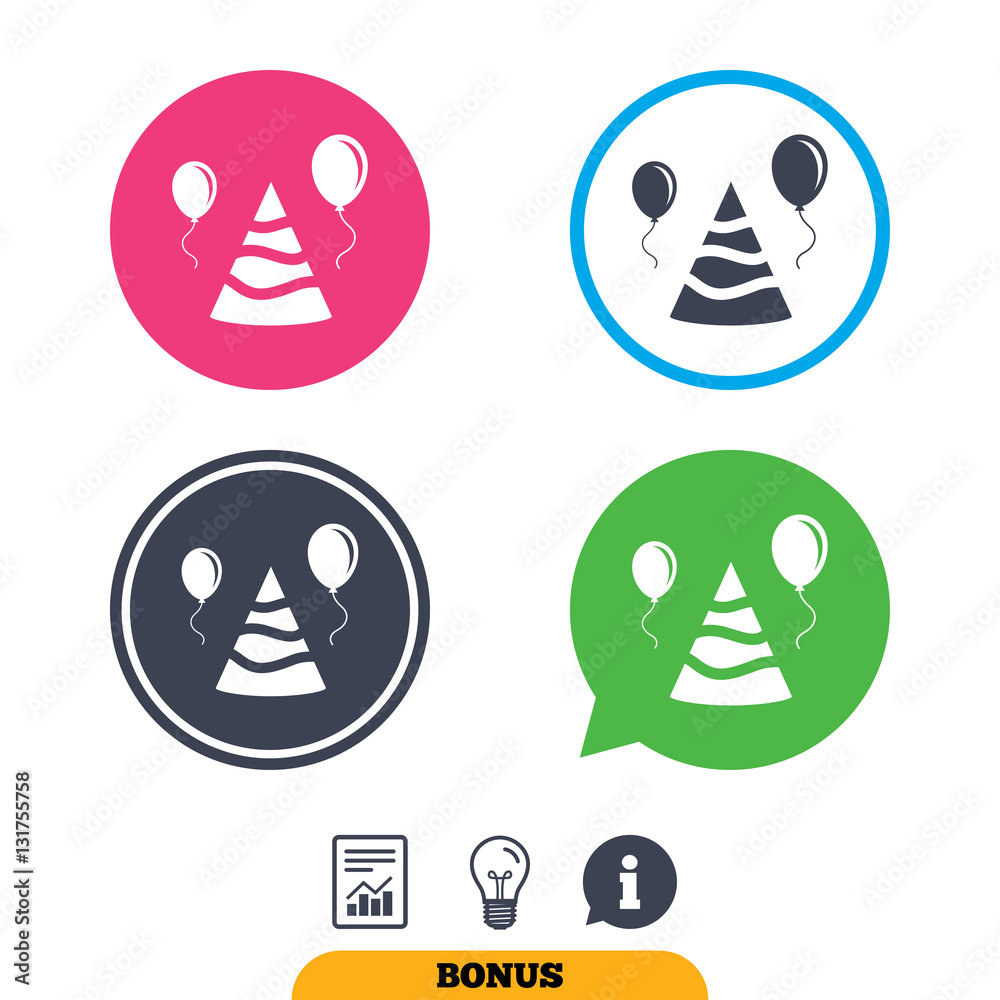 Fototapeta premium Party hat sign icon. Birthday celebration symbol.