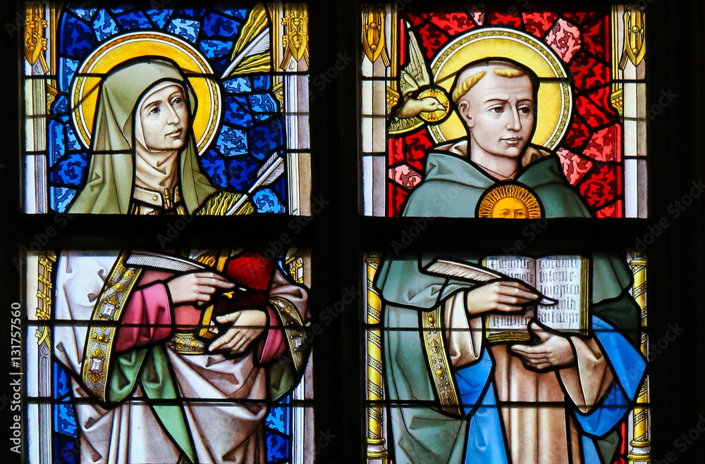 Stained Glass - Thomas Aquinas and Saint Teresa