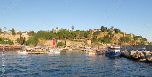 Sundown at Antalyas Oldtown Harbour in the Kaleici District, Turkey photo