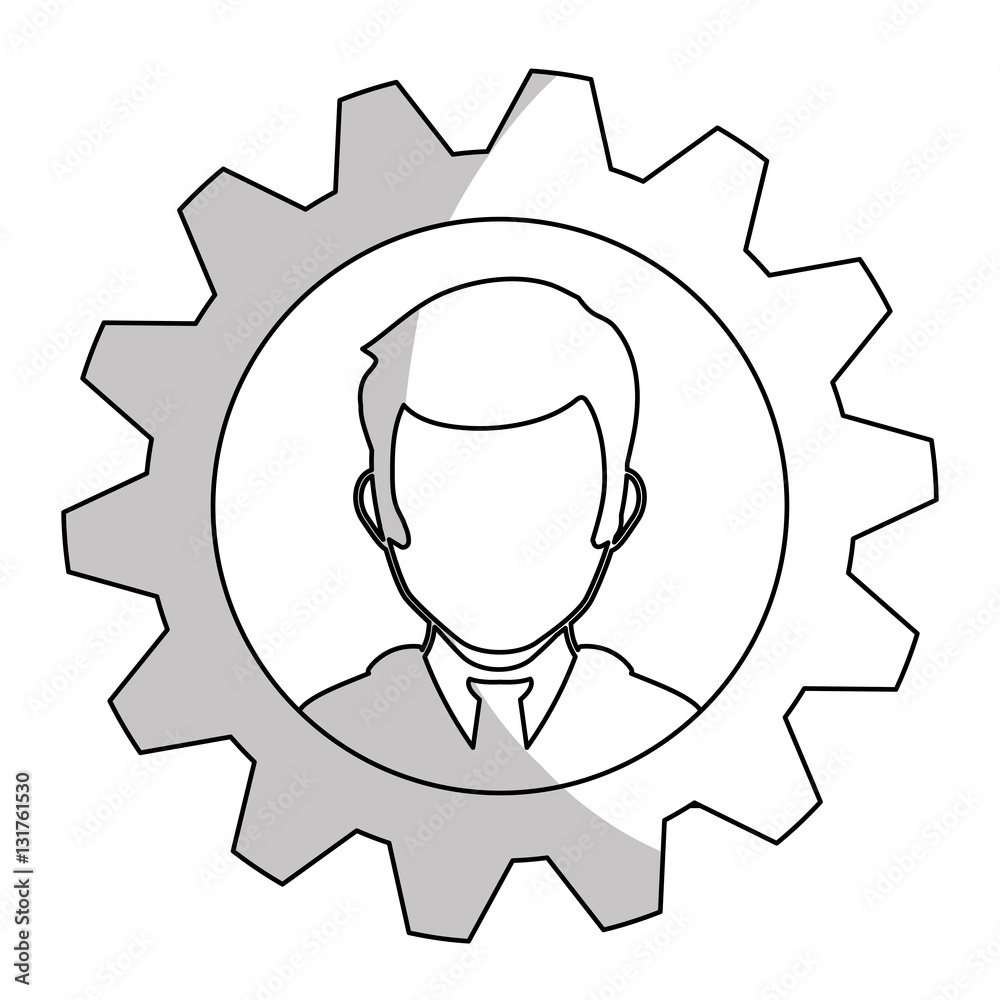 person and gear icon over white background. vector illustration person and gear icon over white background. vector illustration