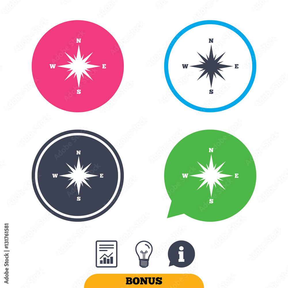 Compass sign icon. Windrose navigation symbol. Compass sign icon. Windrose navigation symbol.