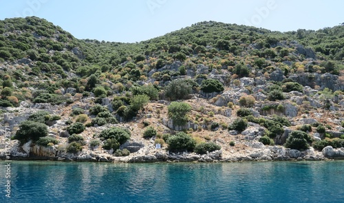 Fototapeta Naklejka Na Ścianę i Meble -  Kekova Island and the Ruins of the Sunken City Simena in the Antalya Province, Turkey