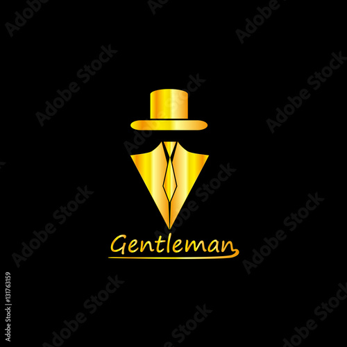 Golden Gentleman Logo Silhouette, EPS8, Vector, Illustration