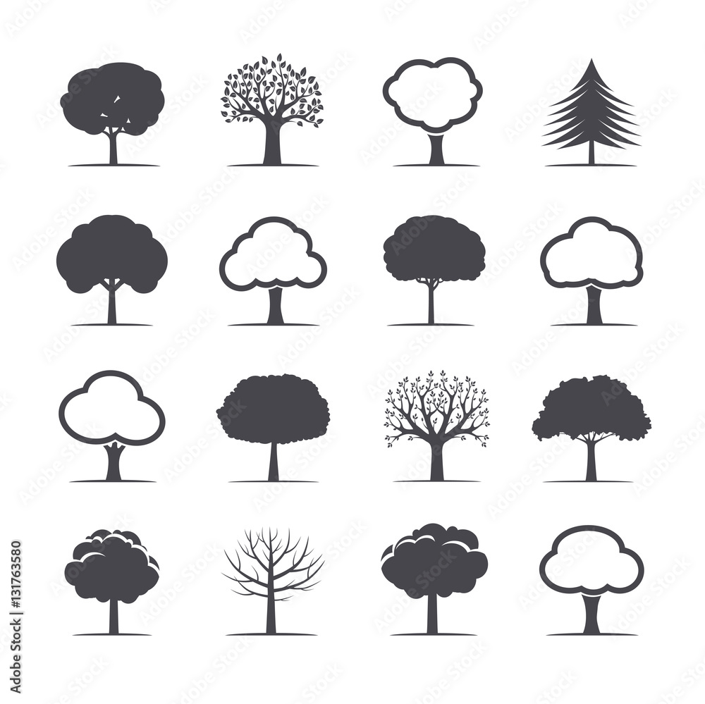 Set of Grey Trees. Vector Illustration. Set of Grey Trees. Vector Illustration.