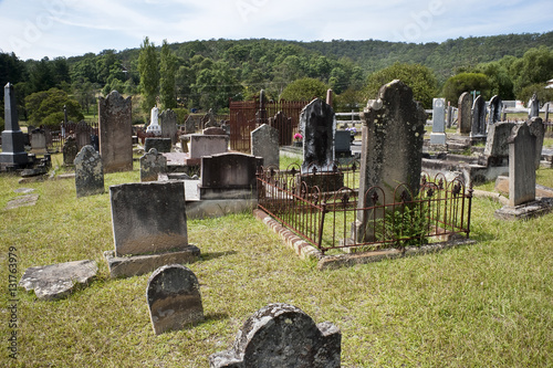 Headstones historic cemetery Wollombi New South Wales. photo