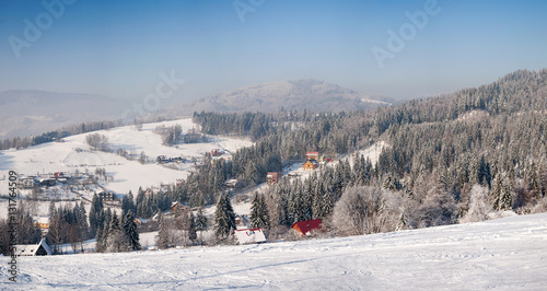 Fototapeta Naklejka Na Ścianę i Meble -  Winter landscape of Beskid Slaski