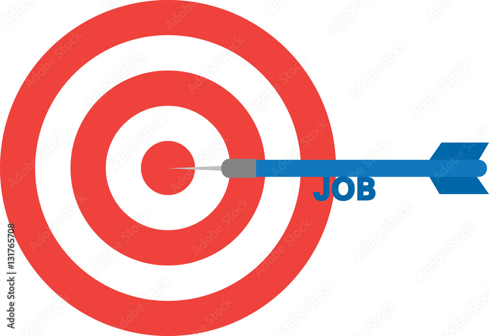 Bullseye with dart with text job. Center Bullseye with dart with text job. Center