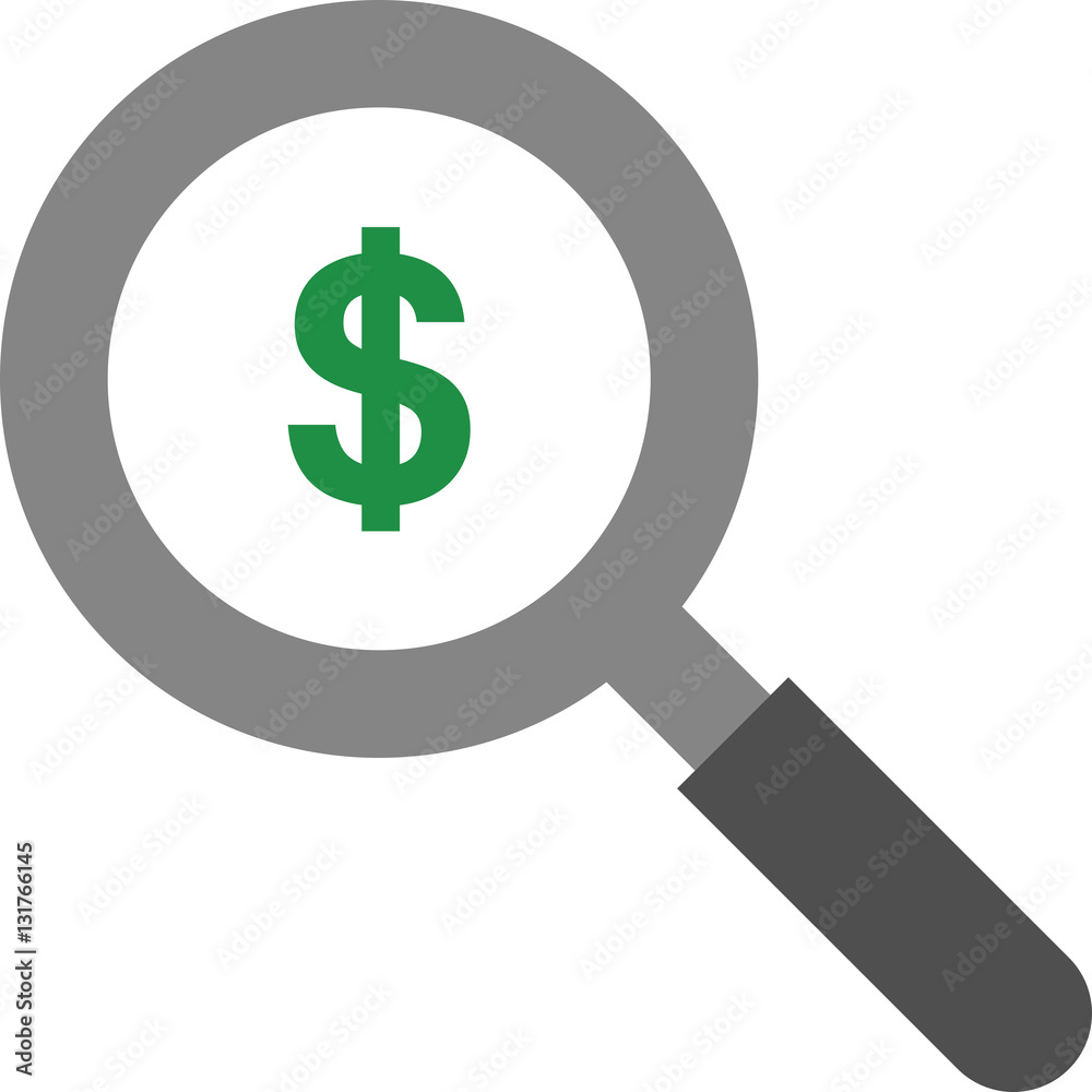 Vector magnifier with dollar Vector magnifier with dollar