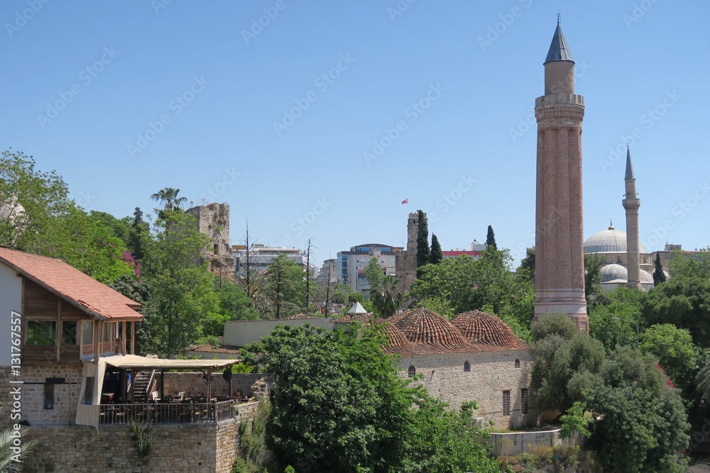 Yivli Minare Mosque is a Landmark in Antalyas Oldtown Kaleici, Turkey