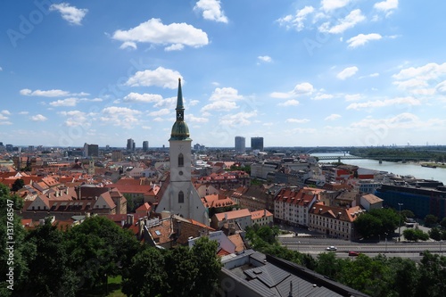 Bratislava city with St. Martin's Cathedral and Danube river, Slovakia