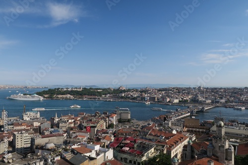 Cruise Ship Near Topkapi Palace at the Golden Horn - Bosporus - in Istanbul, Turkey