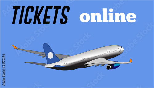 White plane and inscription  tickets online.