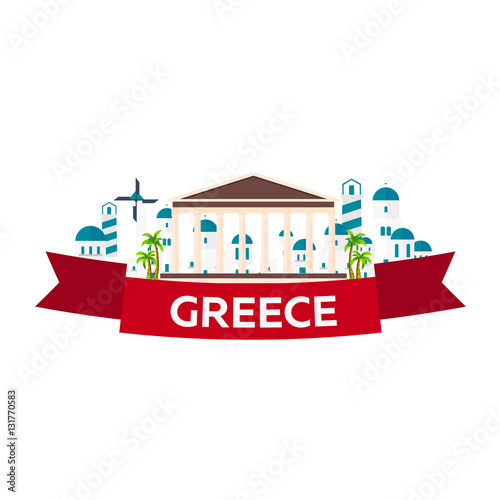 Poster Travel to Greece skyline. Acropolis. Vector illustration.