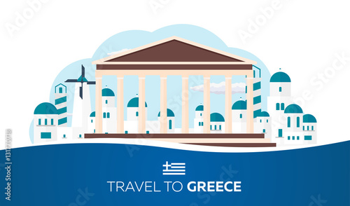 Poster Travel to Greece skyline. Acropolis. Vector illustration.