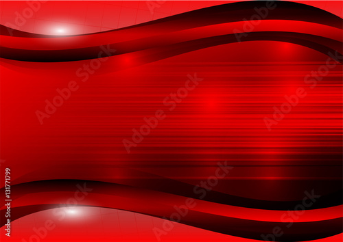 Abstract red and black waves background vector