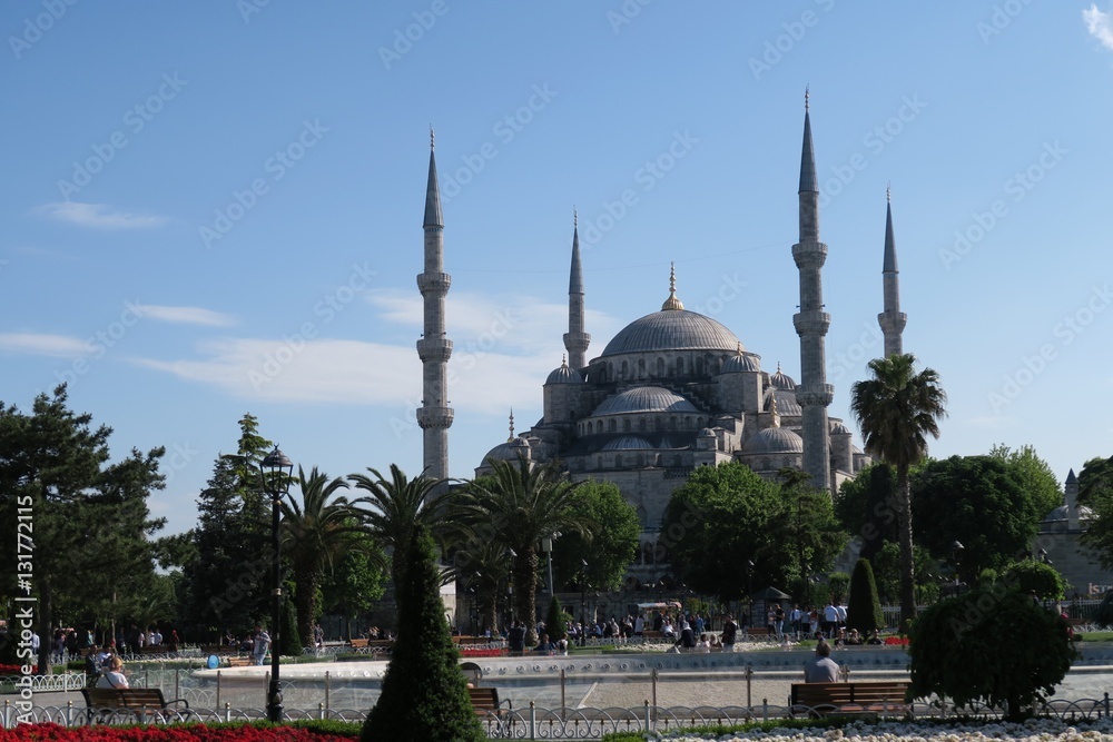 Park at Blue Mosque - Sultan-Ahmet-Camii, in Istanbul, Turkey.
