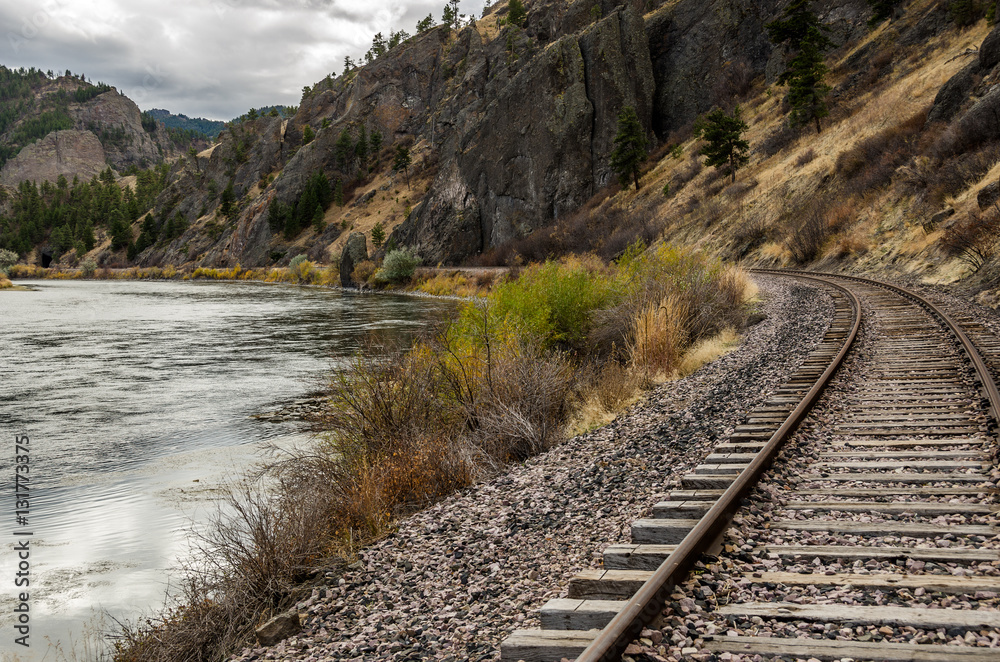 Fototapeta premium Tracks Curving to Follow the River