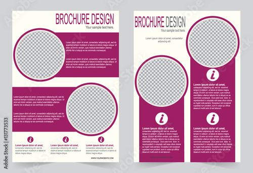 Brochure template, Flyer design burgundy color template