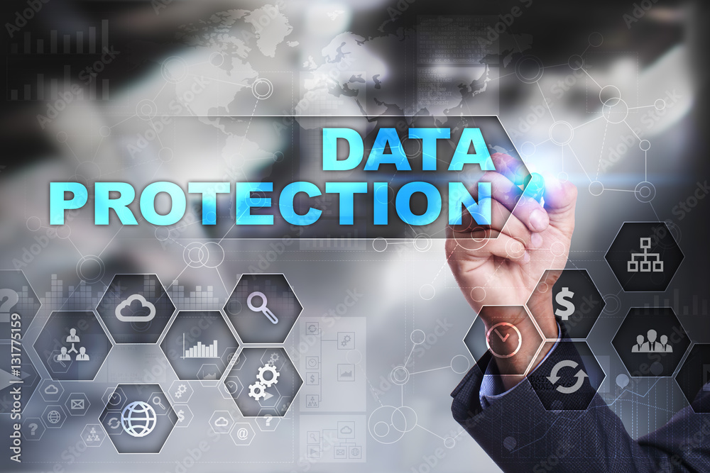 Businessman is drawing on virtual screen. data protection concept. Businessman is drawing on virtual screen. data protection concept.