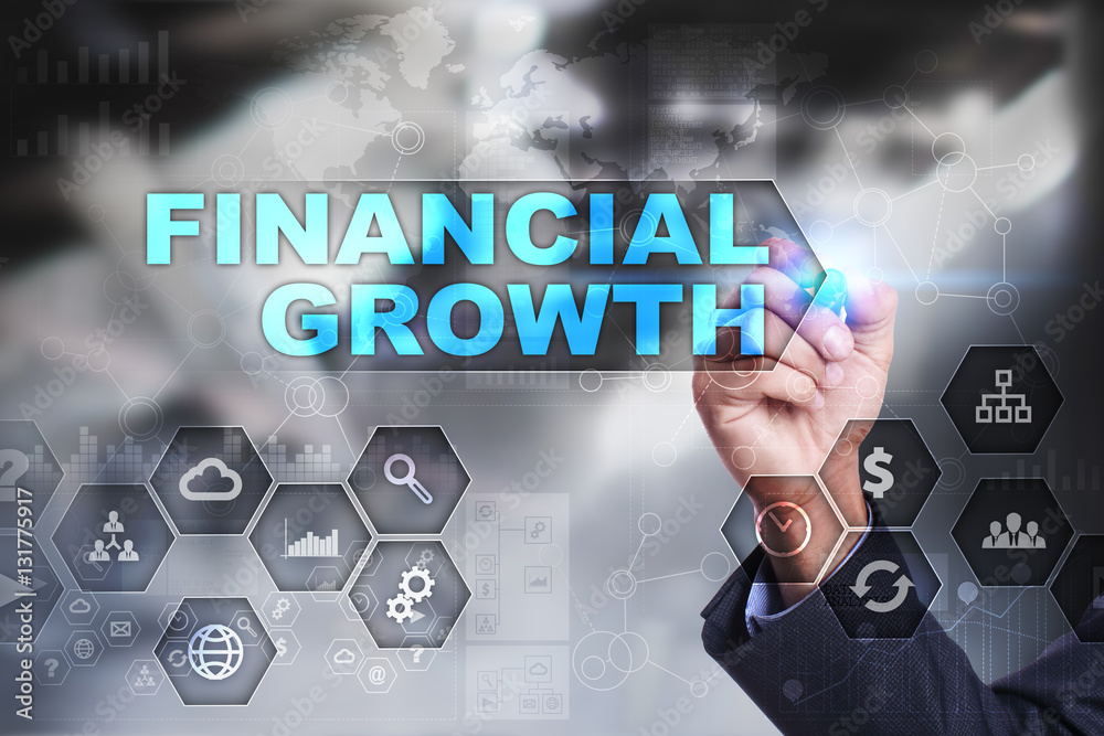 Businessman is drawing on virtual screen. financial growth concept. Businessman is drawing on virtual screen. financial growth concept.