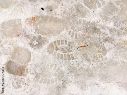 Footprint in the snow.