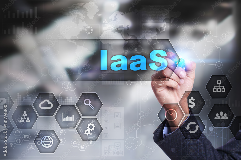 Businessman is drawing on virtual screen. iaas concept. Businessman is drawing on virtual screen. iaas concept.
