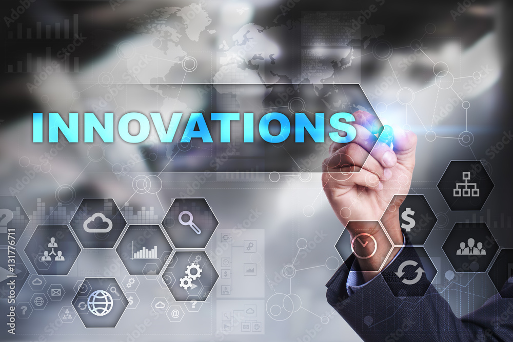 Businessman is drawing on virtual screen. innovations concept. Businessman is drawing on virtual screen. innovations concept.
