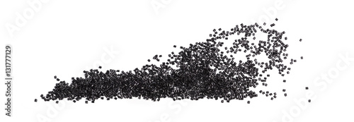 plastic granules composition on white background