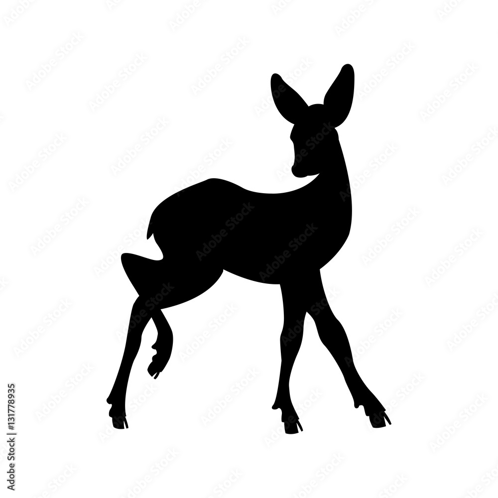 Deer young vector illustration  black silhouette