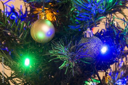 Ornament on the Christmas tree and LED lighting.