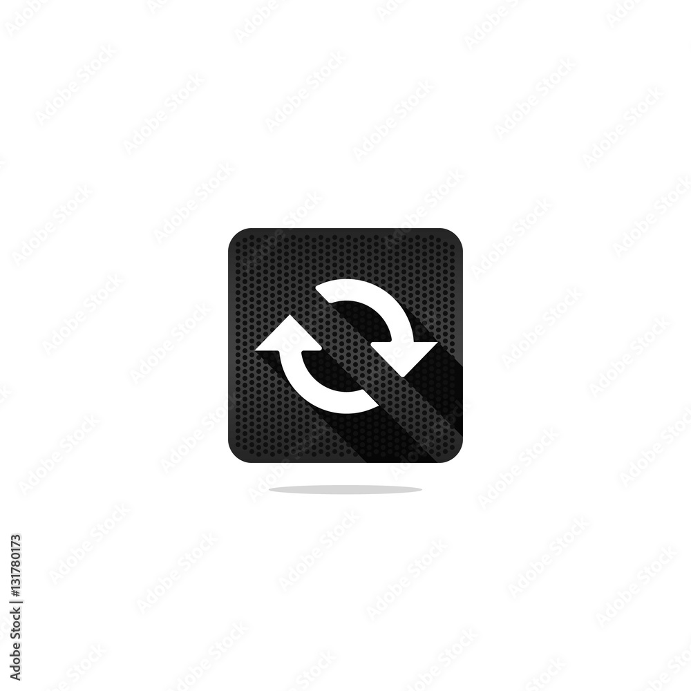Black Modern Refresh or Sync or Update Icon with Pin Hole and Long Shadow. Isolated. Black Modern Refresh or Sync or Update Icon with Pin Hole and Long Shadow. Isolated.