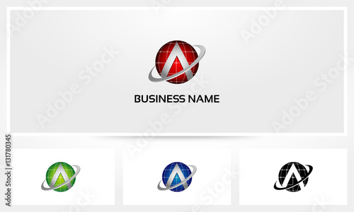 Letter A Globe Swoosh Logo