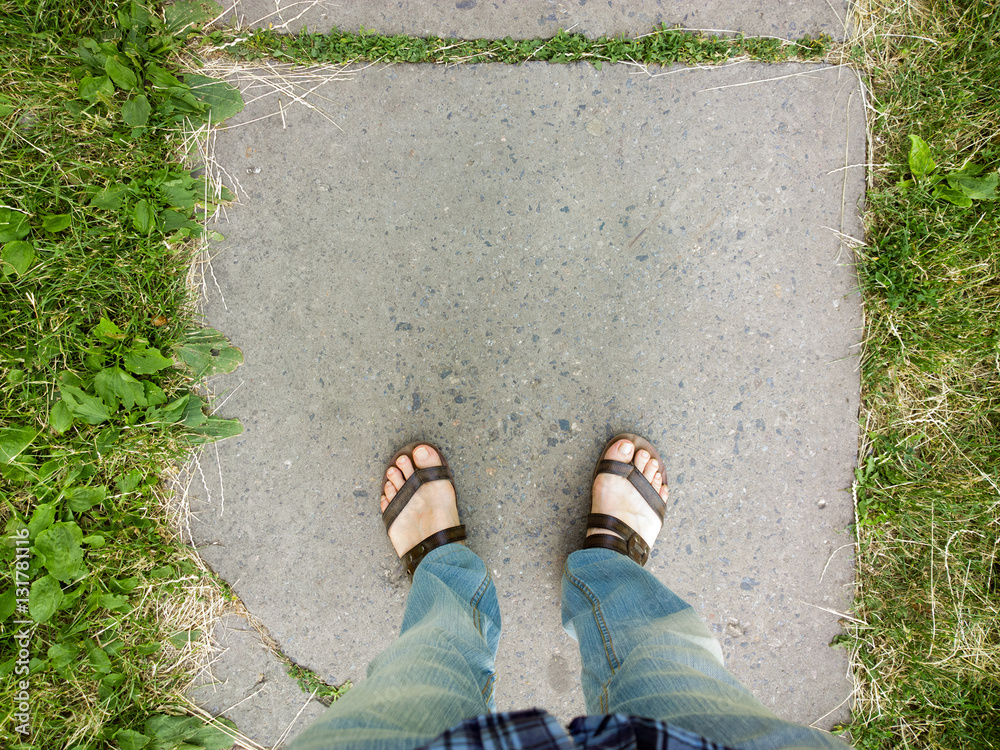 Feet on the pavement. Feet on the pavement.