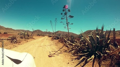 Driving through the desert
