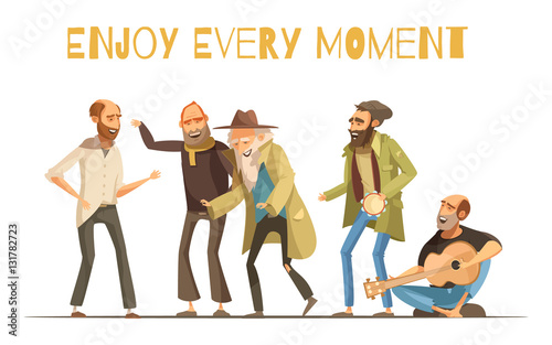 Cheerful Homeless People Illustration