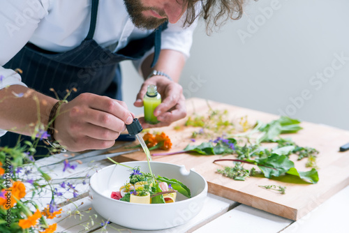 Chef cooks meal