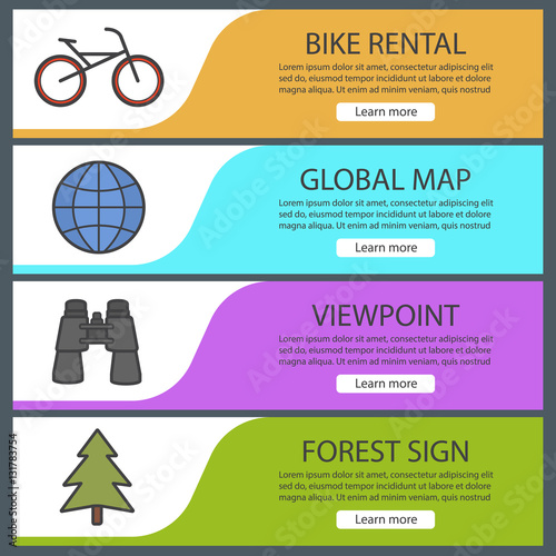 Outdoor recreation banner templates set