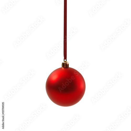 Red Christmas ball isolated on white background New Year