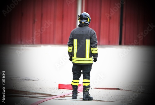 lone firefighter after extinguish fire