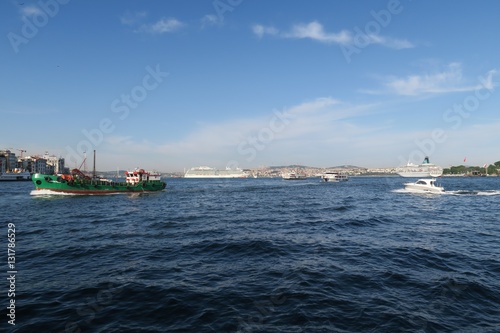 Ships at the Bosphorus Strait in Istanbul, Turkey © thomasje