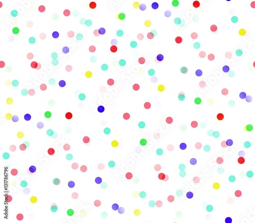 Abstract seamless background in orange, yellow, brown, green, red, blue and white colors colored ovals, circles and balls 