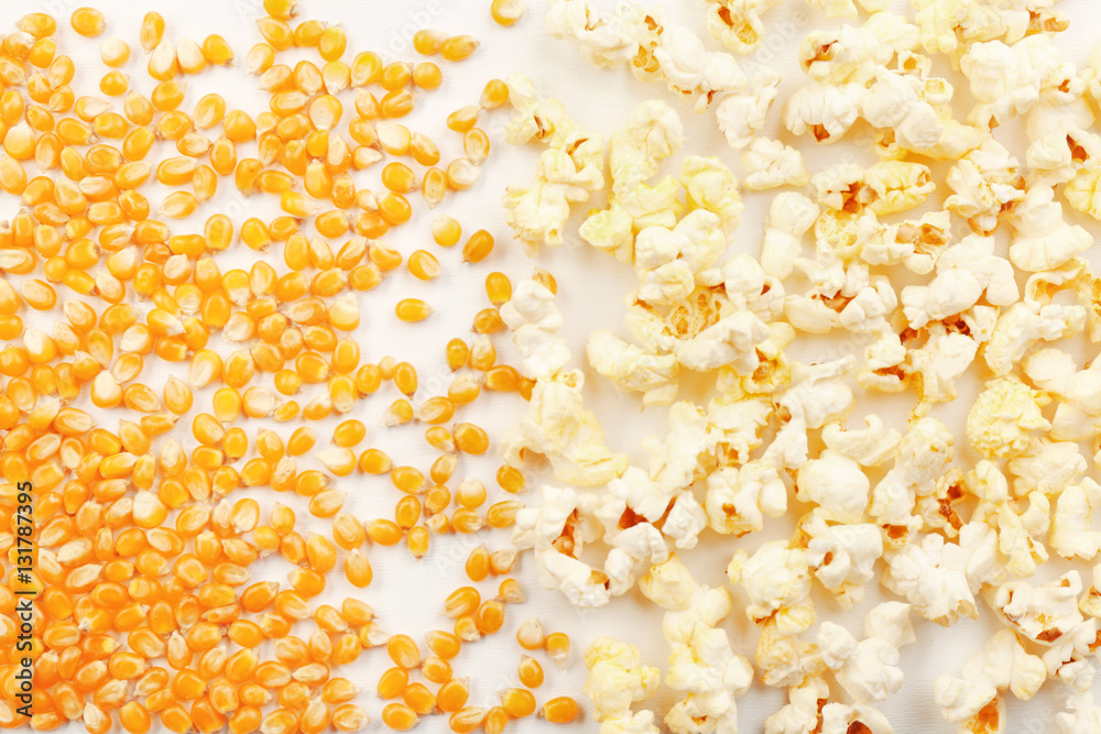 Fresh popcorn and maize grains Fresh popcorn and maize grains