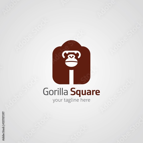 Gorilla Logo Design Template. Vector illustration with flat style