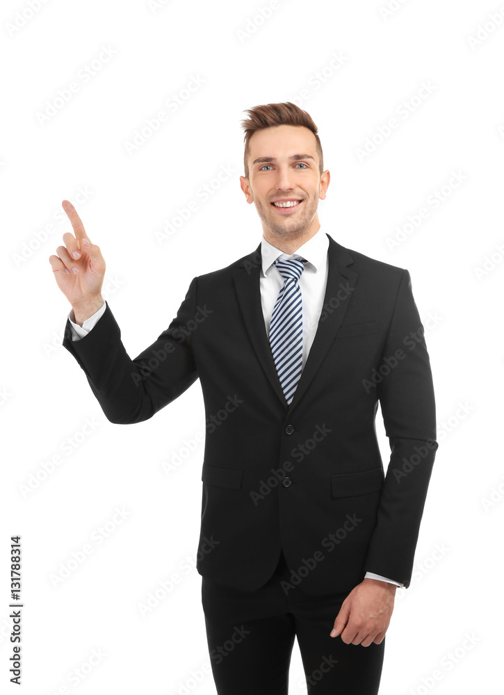 Young male teacher on white background Young male teacher on white background