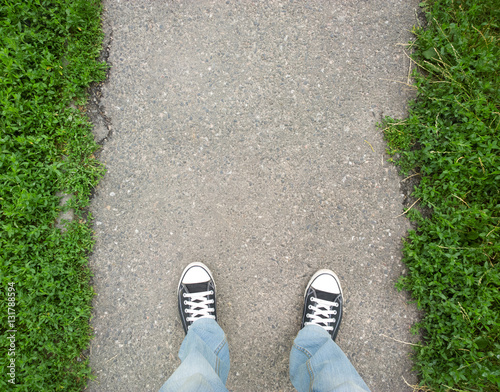Feet on the pavement. photo