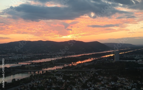 Beautiful sunset over Austrias Capital Vienna