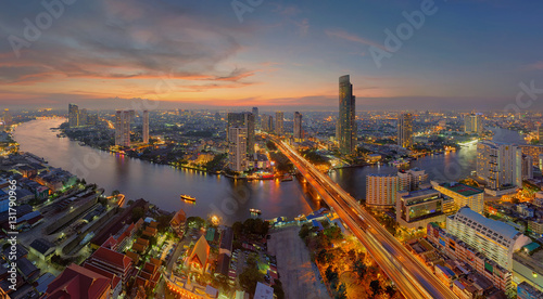 Photography U-Curve of Chao Phraya River, Bangkok, Thailand