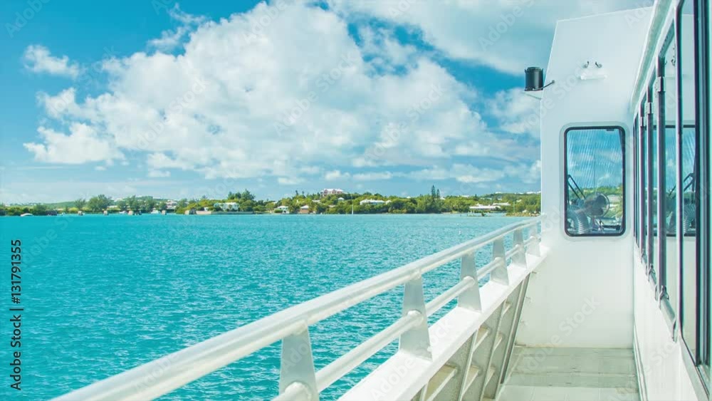 Onboard a High Speed Ferry in Bermuda During the Start of a Journey from St. George's to Hamilton, in Tropical Turquoise Water on a Sunny Day