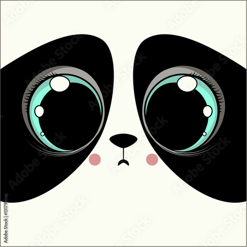 Fototapeta Naklejka Na Ścianę i Meble -  Cover design with the face of a panda with big eyes.